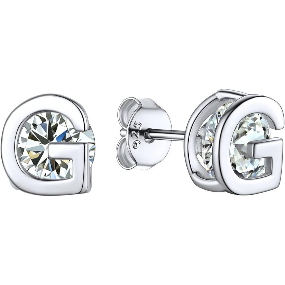 Earrings for  Teen Girl, Yellow Gold/Rose Gold Plated Solid Silver A-Z  Letter